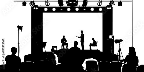 Performers working on a scene in a drama class with an instructor present, Illustration