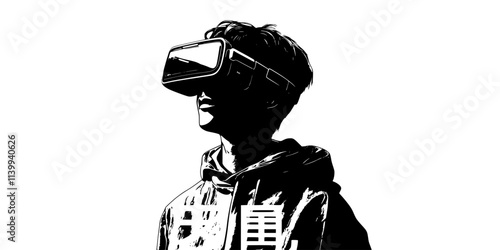 Person wearing AR glasses receiving real-time translations of text overlaid onto foreign language signs, Illustration