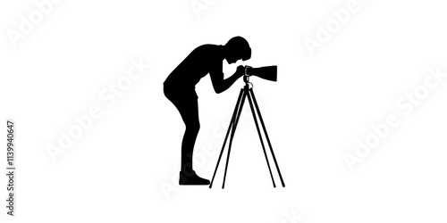 Person using a tripod to stabilize a microphone for field recording, Illustration
