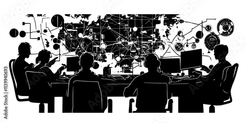 Players managing resources while directing troops during an ongoing virtual strategy game, Illustration