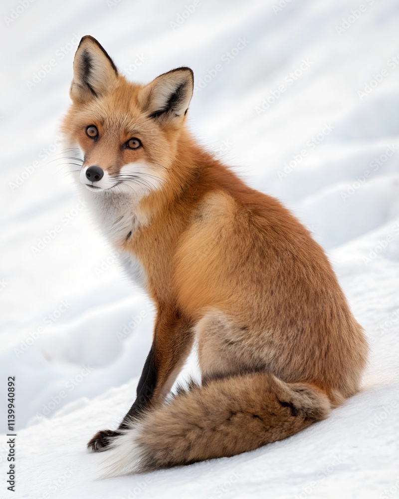 Obraz premium a fox sitting looking at the camera on white
