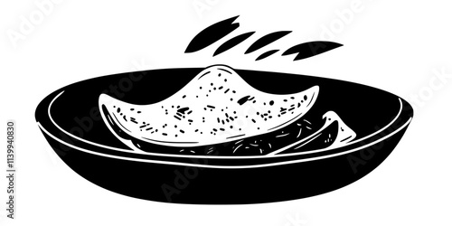 Samosa dough being folded around a filling before frying, Illustration