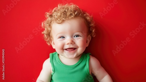 Happy Caucasian baby with b...
