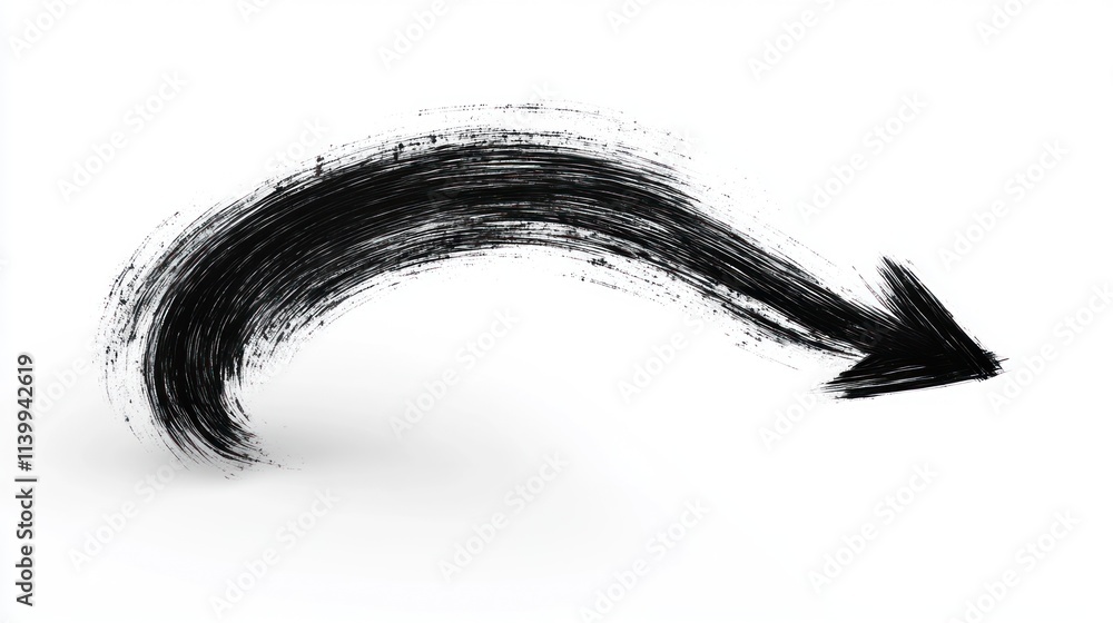 Abstract black paintbrush arrow graphic design element. Abstract black paintbrush arrow graphic design element.