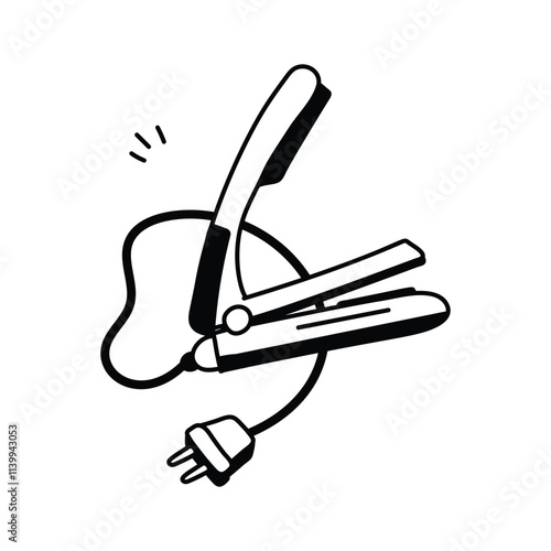 Minimalist icon of a hair straightener, perfect for salons