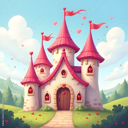 Fairytale Love Castle Romantic Fantasy Scene