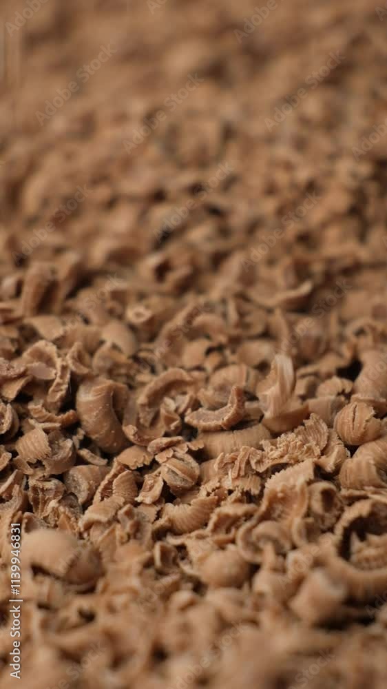 Shredded Milk Chocolate Pour On Pile Vertical Macro Slow Motion Shredded Milk Chocolate Pour On Pile Vertical Macro Slow Motion