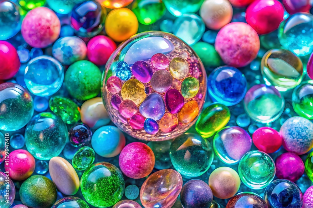 8K Close-Up Pointillism: Pink, Green, Blue Resin Pebble Art 8K Close-Up Pointillism: Pink, Green, Blue Resin Pebble Art