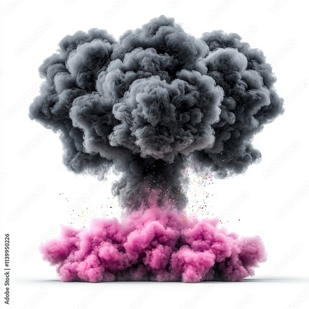 Dramatic Smoke Explosion Grey Pink Clouds 3D Render Cinematic Lighting Dramatic Smoke Explosion Grey Pink Clouds 3D Render Cinematic Lighting