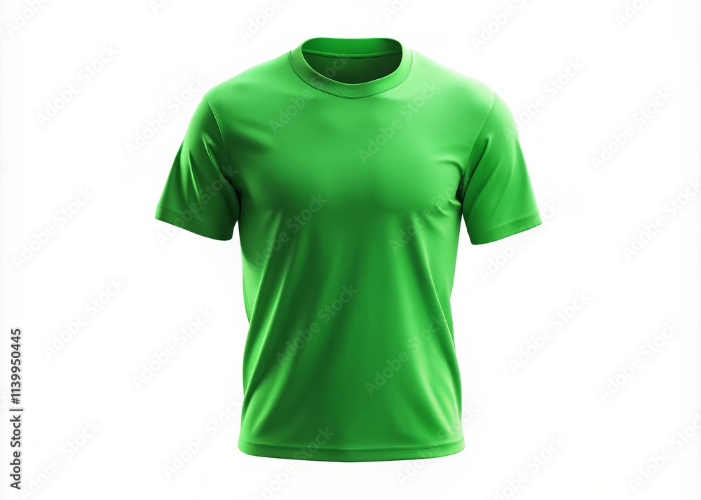 Green Shirt Mockup Silhouette Photography: Isolated White Background