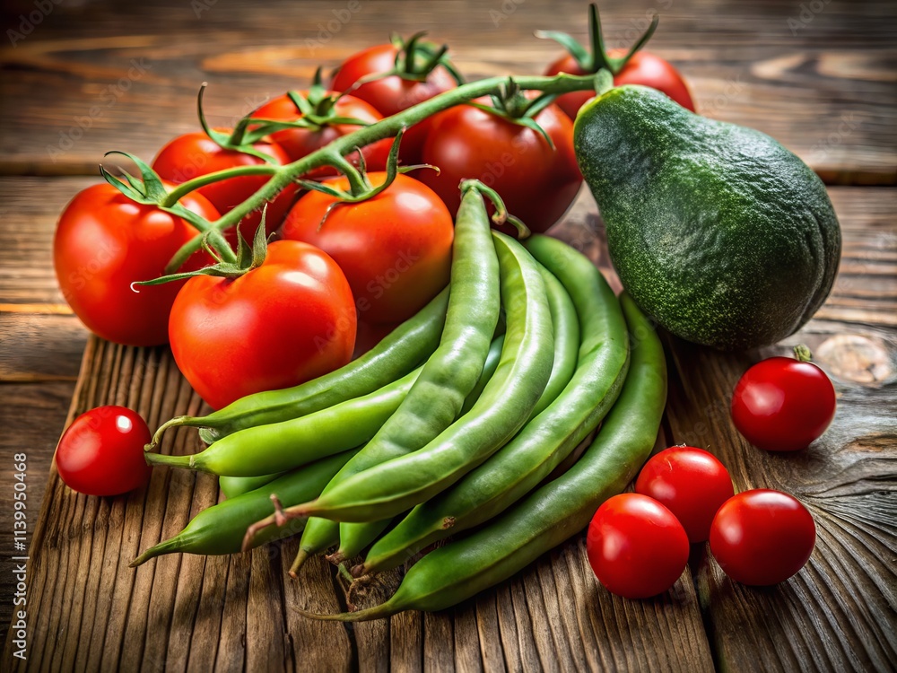 Green Bean, Avocado, Tomato Still Life Photography: Rule of Thirds Composition Green Bean, Avocado, Tomato Still Life Photography: Rule of Thirds Composition