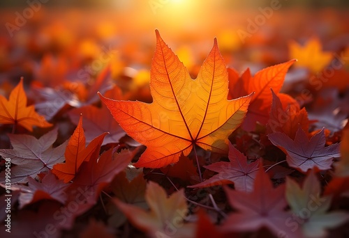 Fall Tree Leaves Autumn Color Seamless Texture Pattern Tiled Repeatable Tessellation Background Image

