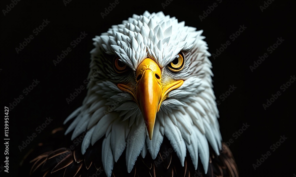 Majestic bald eagle portrait intense gaze sharp yellow Majestic bald eagle portrait intense gaze sharp yellow