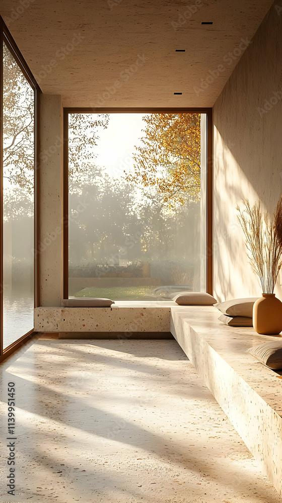 Autumn Sunlight Illuminates Tranquil Room Design Autumn Sunlight Illuminates Tranquil Room Design