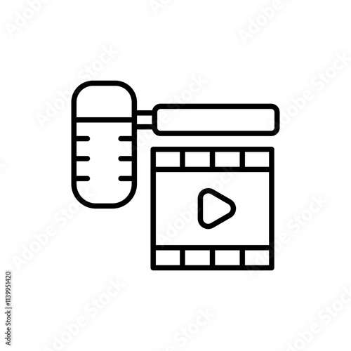 Dubbing video outline icons, minimalist vector illustration ,simple transparent graphic element .Isolated on white background