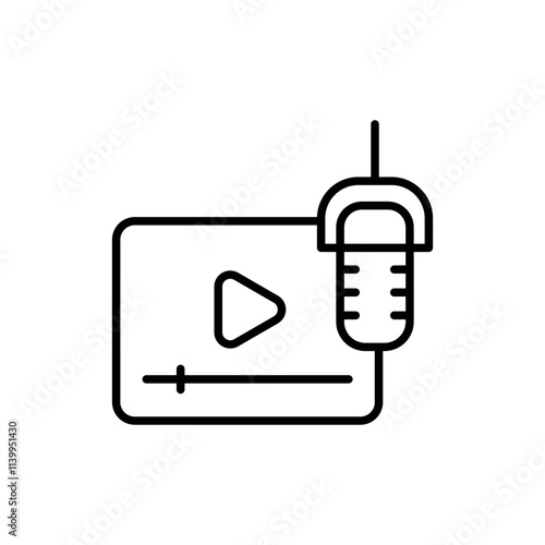 Dubbing video outline icons, minimalist vector illustration ,simple transparent graphic element .Isolated on white background