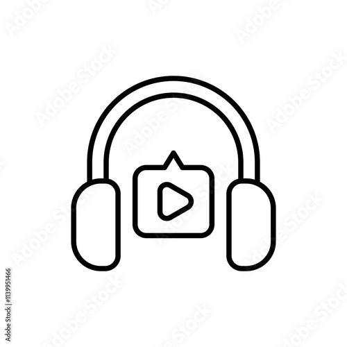Dubbing video outline icons, minimalist vector illustration ,simple transparent graphic element .Isolated on white background