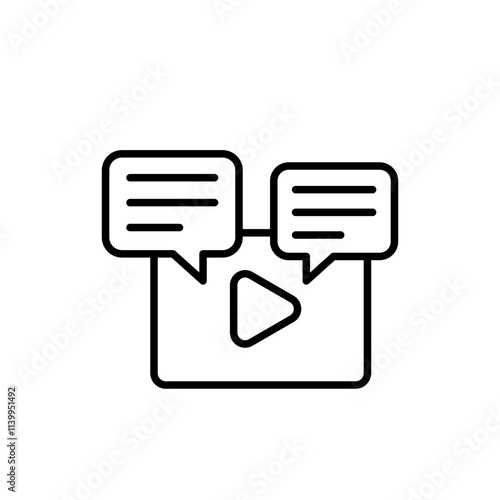 Dubbing video outline icons, minimalist vector illustration ,simple transparent graphic element .Isolated on white background