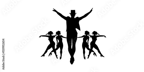 A choreographer directing dancers while shaping their performance in a studio, Vector Graphic