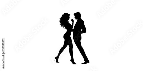A couple showing off their salsa skills at a dance studio practice, Vector Graphic