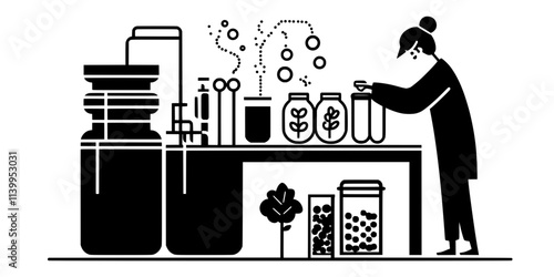 A fermenting jar being opened to check the progress of the ingredients, Vector Graphic