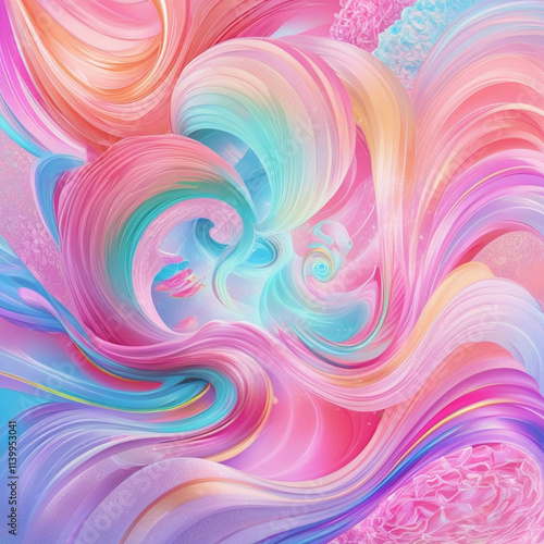 Wallpaper Mural Vibrant abstract background with swirling shapes, mesmerizing pastel-neon patterns, seamless gradients, subtle textures, and dynamic energy, creating an immersive visual experience Generated AI Image. Torontodigital.ca