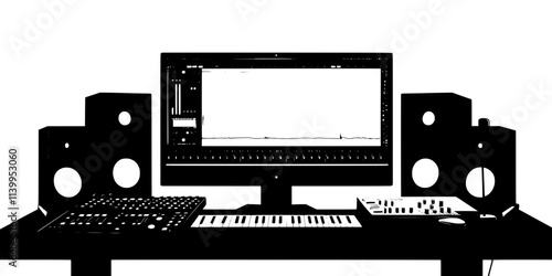 A foley track displayed in a digital audio workstation, ready for mixing with video, Vector Graphic