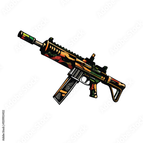 Render a highly detailed image of a tactical submachine gun equipped with a suppressor, showcasing its intricate mechanical details and realistic textures.
