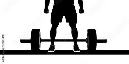 Person completing a sumo deadlift, feet placed wider than shoulder-width apart, Vector Graphic