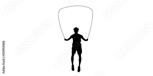 Person doing double-unders, jumping rope with the rope passing under their feet twice per jump, Vector Graphic