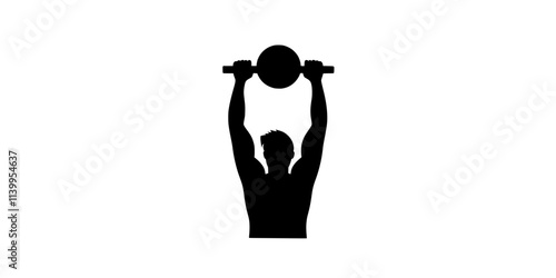 A person performing a kettlebell press, lifting the weight from shoulder height to overhead, Vector Graphic