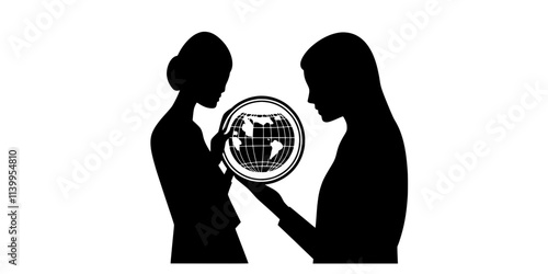 A person inspecting a commemorative coin representing a notable international event, Vector Graphic