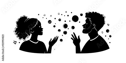 A person listening to a grammar explanation in a language lesson, Vector Graphic