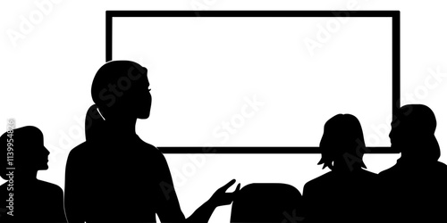A person learning language while interacting in a classroom immersion setting, Vector Graphic