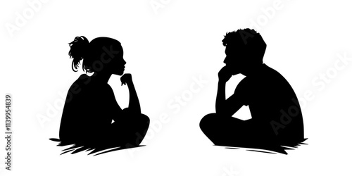 A person listening to an instructor explain a new concept during a language lesson, Vector Graphic
