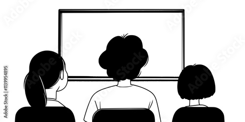 A person observes a foreign language play at a cultural festival, Vector Graphic