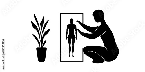 A person positioning an action figure into a pose for display, Vector Graphic