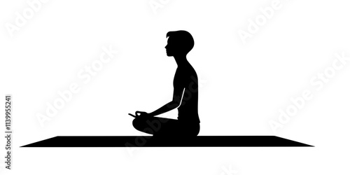 Person practicing bound angle pose, feet pressed together on mat, Vector Graphic