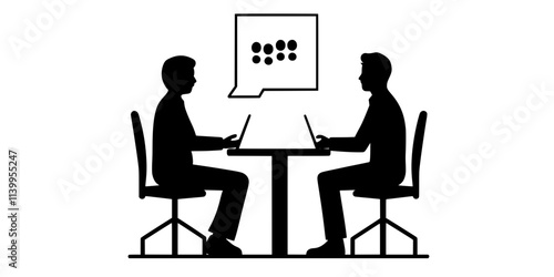 A person practicing phrases aloud with a language tutor, Vector Graphic