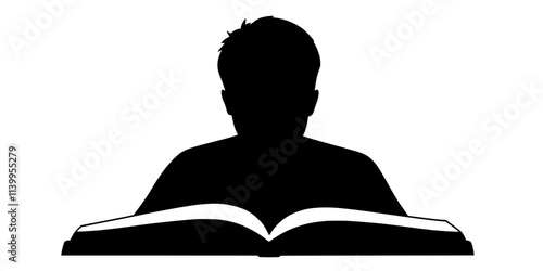 A person reading aloud from a language textbook during a lesson, Vector Graphic