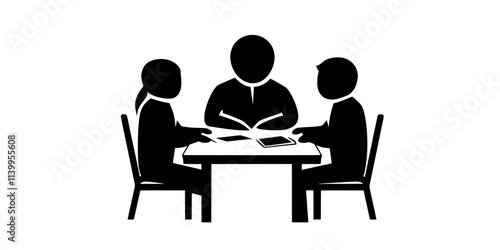 A person tutors a small group during a local volunteer language program, Vector Graphic