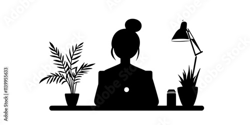A person typing responses in a foreign language during an online class, Vector Graphic
