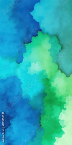 Wallpaper Mural Vibrant, abstract watercolor wash in rich blues and greens, vivid, stroke Torontodigital.ca