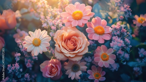 Wallpaper Mural Breathtaking floral arrangement showcasing delicate blooms in soft sunlight amidst vibrant greenery Torontodigital.ca