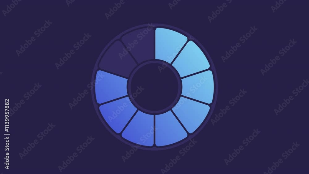Round progress bar animation. Loading diagram animated element. Filling up, charging. Proportions, statistics. Isolated illustration on dark background. Transition alpha video. Motion graphic Round progress bar animation. Loading diagram animated element. Filling up, charging. Proportions, statistics. Isolated illustration on dark background. Transition alpha video. Motion graphic