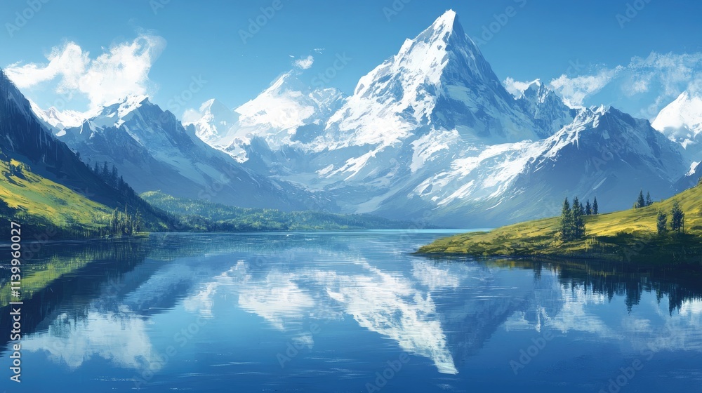 Majestic Mountain Peak Reflected In A Calm Lake Majestic Mountain Peak Reflected In A Calm Lake