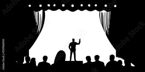Performers showcasing their talents during an audition for a musical production, Vector Graphic
