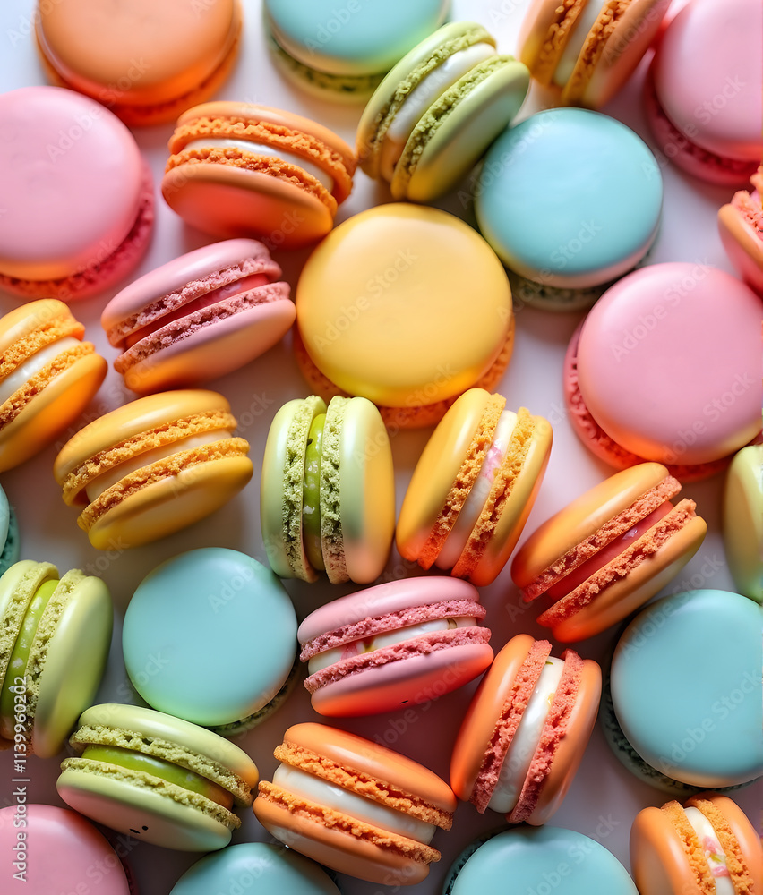 Colorful macarons display bakery food photography vibrant environment top-down view sweet treat concept Colorful macarons display bakery food photography vibrant environment top-down view sweet treat concept