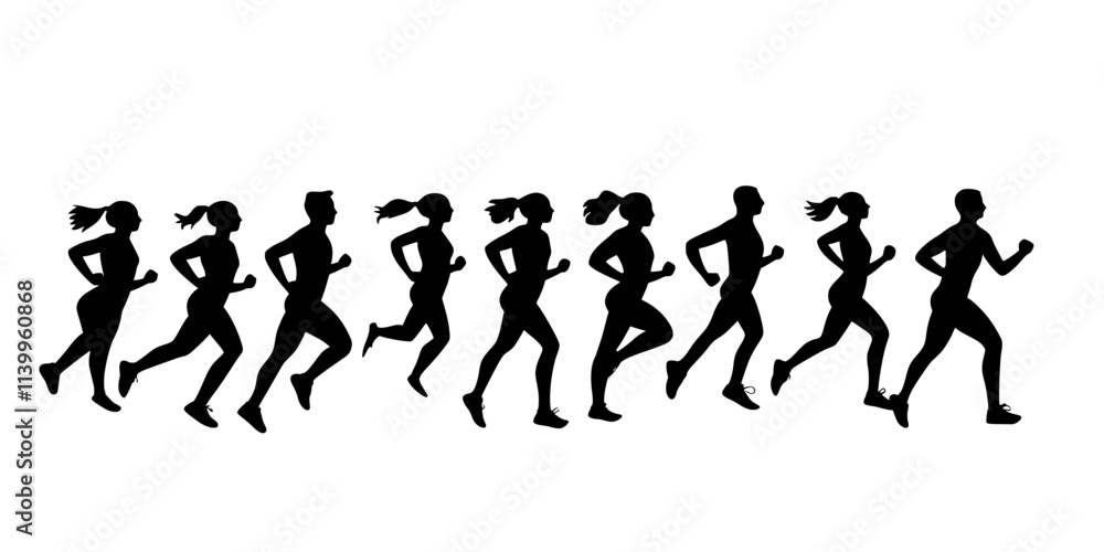 Runners measuring speed during timed sprint workouts, Vector Graphic Runners measuring speed during timed sprint workouts, Vector Graphic