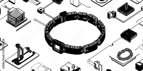 The creation of a bracelet through 3D printing using a detailed design model, Vector Graphic